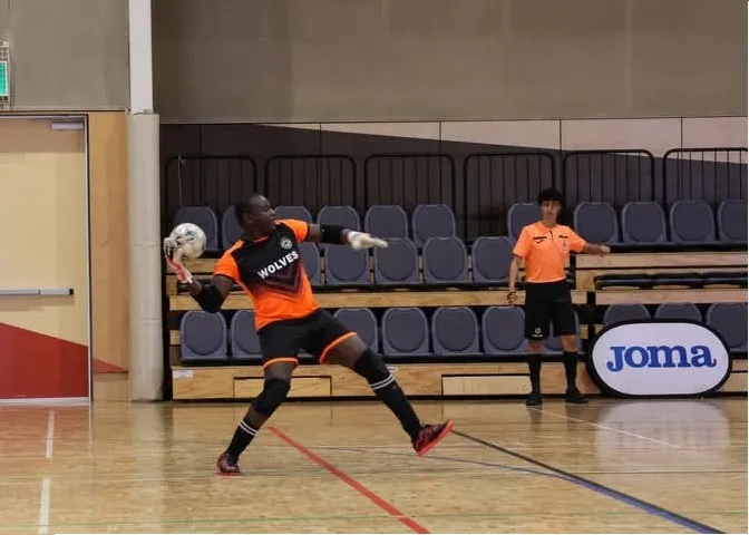 Kenneth in goal during a futsal match